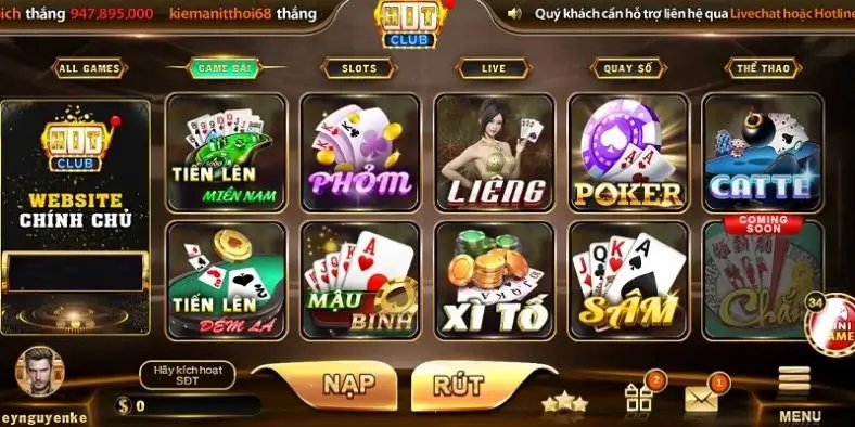 Hệ thống game bài cực kỳ đa dạng, đảm bảo thỏa mãn mấy ông